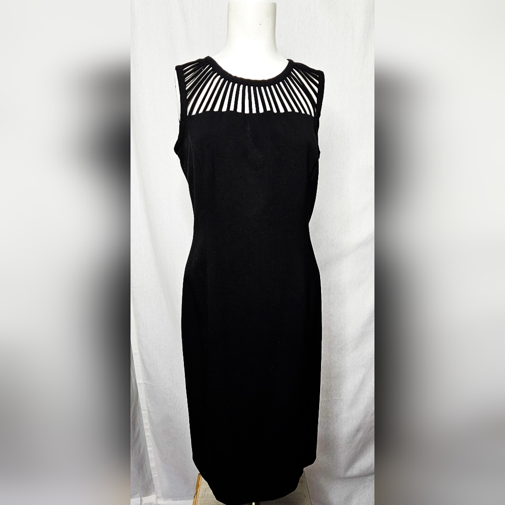 Calvin Klein Black Cage Neck Lined Wedding Guest Formal‎ Sheath Dress Size 6